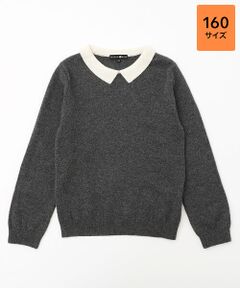 襟付プルオーバー【160】【身頃・袖：カシミヤ100%/襟：毛70％/カシミヤ30%・手洗い可/ドライ】