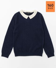 襟付プルオーバー【160】【身頃・袖：カシミヤ100%/襟：毛70％/カシミヤ30%・手洗い可/ドライ】