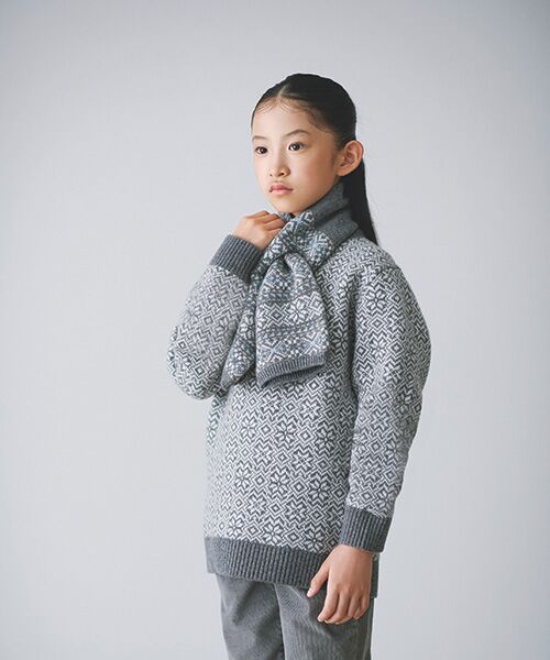 TAKASHIMAYA CASHMERE（キッズ、ストール・マフラー） / タカシマヤ カシミヤ（キッズ、ストール・マフラー） ニット・セーター | 雪柄ジャガードプルオーバー【130/140】【カシミヤ100％・手洗い可/ドライ】 | 詳細2