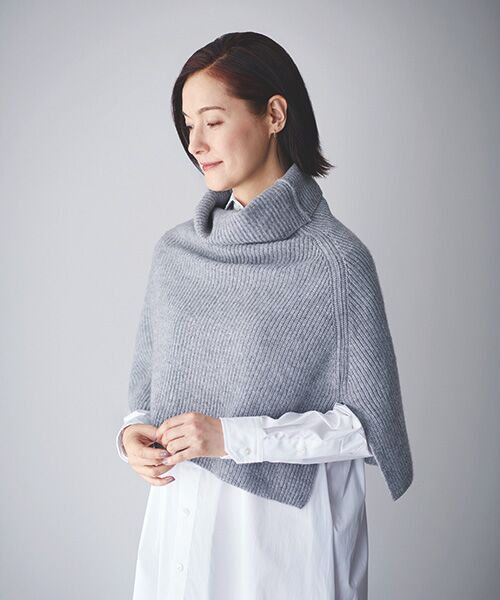 TAKASHIMAYA CASHMERE（キッズ、ストール・マフラー） / タカシマヤ カシミヤ（キッズ、ストール・マフラー） マフラー・ショール・スヌード・ストール | 畦編ポンチョ【日本製・カシミヤ100％】 | 詳細5