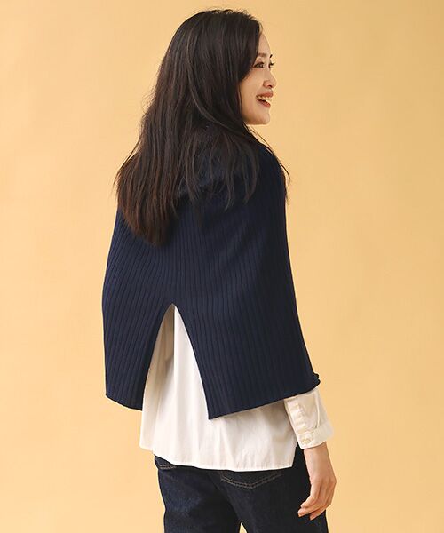 TAKASHIMAYA CASHMERE（キッズ、ストール・マフラー） / タカシマヤ カシミヤ（キッズ、ストール・マフラー） マフラー・ショール・スヌード・ストール | リブ編ポンチョ【日本製・カシミヤ50％/シルク50％・手洗い可】 | 詳細12