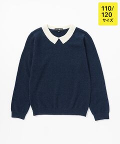 TAKASHIMAYA CASHMERE（キッズ、ストール・マフラー） / タカシマヤ カシミヤ（キッズ、ストール・マフラー） ニット・セーター | 襟付プルオーバー【110/120】【身頃・袖：カシミヤ100%/襟：羊毛70％/カシミヤ30%・手洗い可/ドライ】