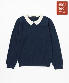 TAKASHIMAYA CASHMERE（キッズ、ストール・マフラー） / タカシマヤ カシミヤ（キッズ、ストール・マフラー） ニット・セーター | 襟付プルオーバー【150/160】【身頃・袖：カシミヤ100%/襟：羊毛70％/カシミヤ30%・手洗い可/ドライ】