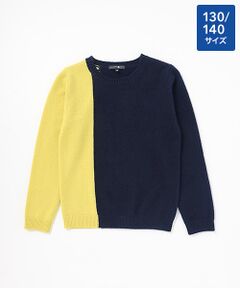 TAKASHIMAYA CASHMERE（キッズ、ストール・マフラー） / タカシマヤ カシミヤ（キッズ、ストール・マフラー） ニット・セーター | バイカラープルオーバー【130/140】【カシミヤ100％・手洗い可/ドライ】