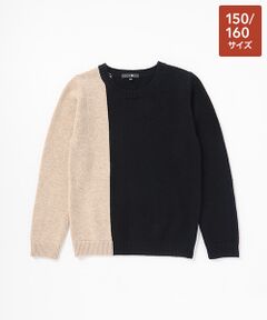 TAKASHIMAYA CASHMERE（キッズ、ストール・マフラー） / タカシマヤ カシミヤ（キッズ、ストール・マフラー） ニット・セーター | バイカラープルオーバー【150/160】【カシミヤ100％・手洗い可/ドライ】