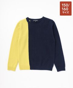 TAKASHIMAYA CASHMERE（キッズ、ストール・マフラー） / タカシマヤ カシミヤ（キッズ、ストール・マフラー） ニット・セーター | バイカラープルオーバー【150/160】【カシミヤ100％・手洗い可/ドライ】