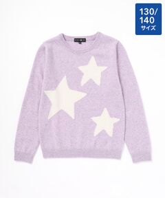 TAKASHIMAYA CASHMERE（キッズ、ストール・マフラー） / タカシマヤ カシミヤ（キッズ、ストール・マフラー） ニット・セーター | 星柄インターシャセーター【130/140】【カシミヤ100％・手洗い可/ドライ】