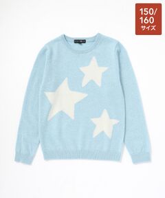 TAKASHIMAYA CASHMERE（キッズ、ストール・マフラー） / タカシマヤ カシミヤ（キッズ、ストール・マフラー） ニット・セーター | 星柄インターシャセーター【150/160】【カシミヤ100％・手洗い可/ドライ】