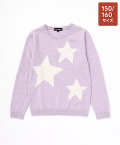 TAKASHIMAYA CASHMERE（キッズ、ストール・マフラー） / タカシマヤ カシミヤ（キッズ、ストール・マフラー） ニット・セーター | 星柄インターシャセーター【150/160】【カシミヤ100％・手洗い可/ドライ】