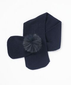 TAKASHIMAYA CASHMERE（キッズ、ストール・マフラー） / タカシマヤ カシミヤ（キッズ、ストール・マフラー） マフラー・ショール・スヌード・ストール | ファー付ニットマフラー【本体：カシミヤ100％/ファー：ポリエステル100%・手洗い可/ドライ】