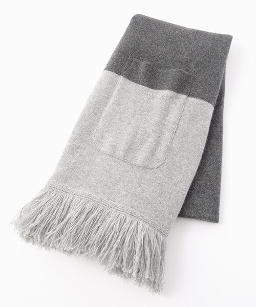 TAKASHIMAYA CASHMERE（キッズ、ストール・マフラー） / タカシマヤ カシミヤ（キッズ、ストール・マフラー） マフラー・ショール・スヌード・ストール | ポケット付フリンジニットストール【日本製･カシミヤ100%】 | 詳細3