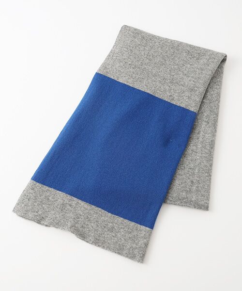 TAKASHIMAYA CASHMERE（キッズ、ストール・マフラー）/タカシマヤ カシミヤ（キッズ、ストール・マフラー） 配色ストール【日本製・カシミヤ50％ シルク50％】 ブルー F