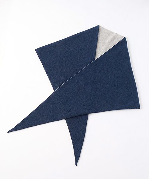 TAKASHIMAYA CASHMERE（キッズ、ストール・マフラー）/タカシマヤ カシミヤ（キッズ、ストール・マフラー） 三角ストール【日本製・カシミヤ50％ シルク50％・手洗い可】 ネイビーブルー F