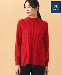 カシミヤ ケーブルハイネックチュニック【3L】