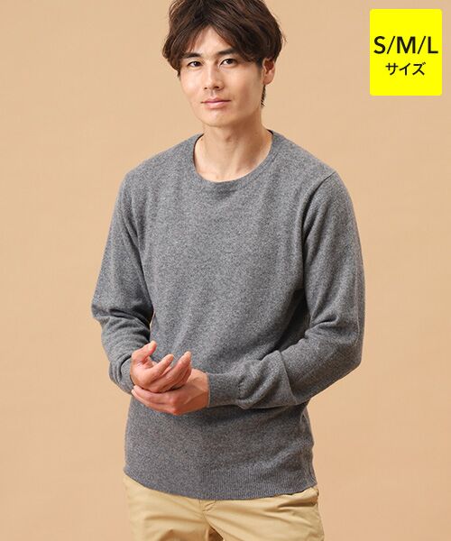 TAKASHIMAYA CASHMERE(レディース、メンズ)/タカシマヤカシミヤ(レディース、メンズ) カシミヤ クルーネックセーター【S/M/L】 グレー L TAKASHIMAYA CASHMERE(レディース、メンズ)/タカシマヤカシミヤ(レディース、メンズ) カシミヤ クルーネックセーター【S/M/L】 グレー L