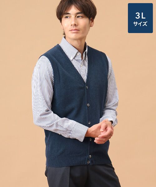 TAKASHIMAYA CASHMERE(レディース、メンズ)/タカシマヤカシミヤ(レディース、メンズ) カシミヤ 前開きベスト【3L】 ネイビー 3L TAKASHIMAYA CASHMERE(レディース、メンズ)/タカシマヤカシミヤ(レディース、メンズ) カシミヤ 前開きベスト【3L】 ネイビー 3L