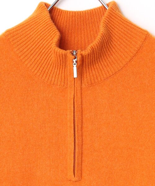 高島屋 カシミヤ100％ ハーフジップ ケーブル ニット セーター L ネイビー カシミヤ ハーフジップセーター【S/M/L】 （ニット・セーター