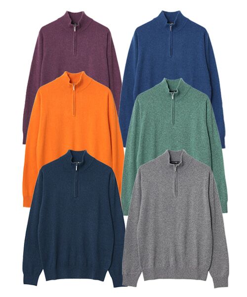 カシミヤ ハーフジップセーター【S/M/L】 （ニット・セーター