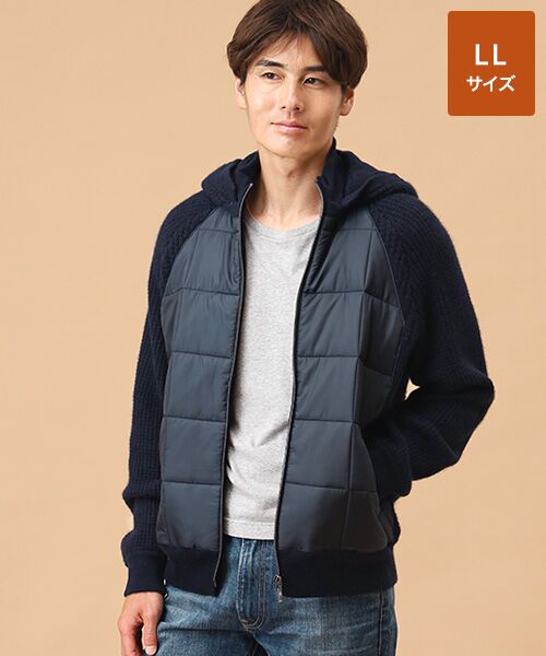 TAKASHIMAYA CASHMERE(レディース、メンズ)/タカシマヤカシミヤ(レディース、メンズ) フード付ニットブルゾン【LL】 ソリッドネイビー LL TAKASHIMAYA CASHMERE(レディース、メンズ)/タカシマヤカシミヤ(レディース、メンズ) フード付ニットブルゾン【LL】 ソリッドネイビー LL