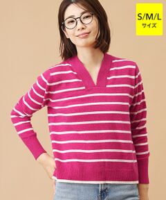 TAKASHIMAYA CASHMERE(レディース、メンズ) / タカシマヤカシミヤ(レディース、メンズ) ニット・セーター | カシミヤ ボーダーVネックセーター【S/M/L】