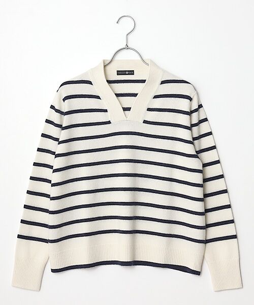 TAKASHIMAYA CASHMERE(レディース、メンズ) / タカシマヤカシミヤ(レディース、メンズ) ニット・セーター | カシミヤ ボーダーVネックセーター【S/M/L】 | 詳細2