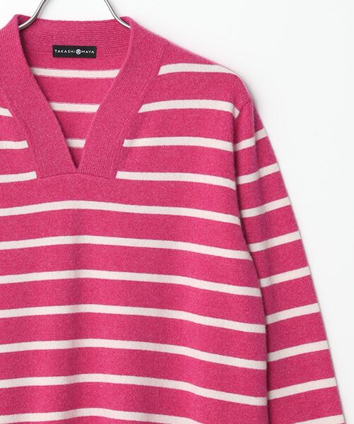 TAKASHIMAYA CASHMERE(レディース、メンズ) / タカシマヤカシミヤ(レディース、メンズ) ニット・セーター | カシミヤ ボーダーVネックセーター【S/M/L】 | 詳細4