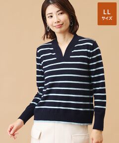 TAKASHIMAYA CASHMERE(レディース、メンズ) / タカシマヤカシミヤ(レディース、メンズ) ニット・セーター | カシミヤ ボーダーVネックセーター【LL】