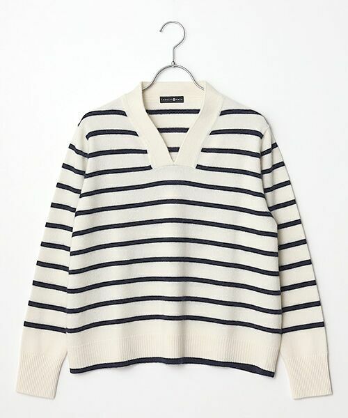 TAKASHIMAYA CASHMERE(レディース、メンズ) / タカシマヤカシミヤ(レディース、メンズ) ニット・セーター | カシミヤ ボーダーVネックセーター【3L】 | 詳細2