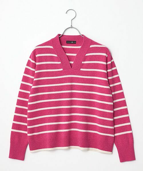 TAKASHIMAYA CASHMERE(レディース、メンズ) / タカシマヤカシミヤ(レディース、メンズ) ニット・セーター | カシミヤ ボーダーVネックセーター【3L】 | 詳細7