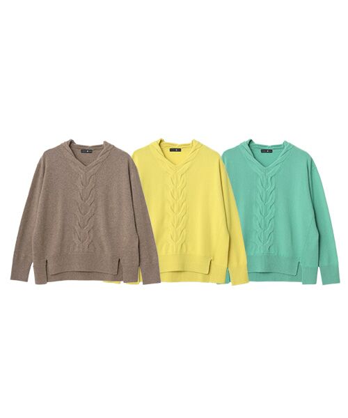 TAKASHIMAYA CASHMERE(レディース、メンズ) / タカシマヤカシミヤ(レディース、メンズ) ニット・セーター | カシミヤ ケーブルＶネックセーター【S/M/L】 | 詳細10