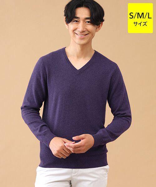 TAKASHIMAYA CASHMERE(レディース、メンズ) / タカシマヤカシミヤ(レディース、メンズ) ニット・セーター | カシミヤ Vネックセーター【S/M/L】(パープル)