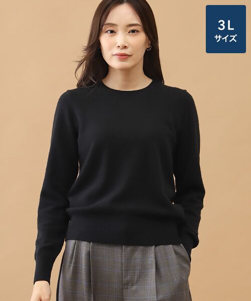 TAKASHIMAYA CASHMERE(レディース、メンズ) / タカシマヤカシミヤ(レディース、メンズ) ニット・セーター | カシミヤ クルーネックセーター【3L】（ブラック）