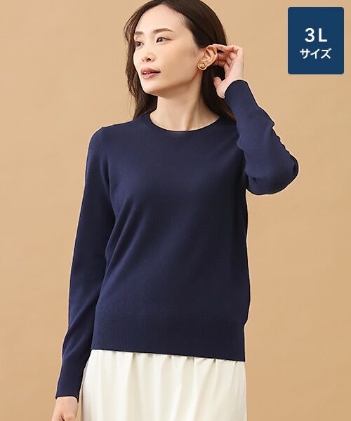 TAKASHIMAYA CASHMERE(レディース、メンズ) / タカシマヤカシミヤ(レディース、メンズ) ニット・セーター | カシミヤ クルーネックセーター【3L】（ネイビー）