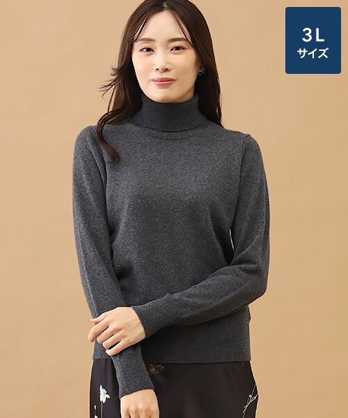 TAKASHIMAYA CASHMERE(レディース、メンズ) / タカシマヤカシミヤ(レディース、メンズ) ニット・セーター | カシミヤ タートルネックセーター【3L】（チャコールグレー）