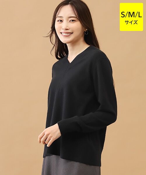 TAKASHIMAYA CASHMERE(レディース、メンズ) / タカシマヤカシミヤ(レディース、メンズ) ニット・セーター | カシミヤ Vネックセーター【S/M/L】(ブラック)