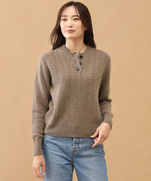 TAKASHIMAYA CASHMERE(レディース、メンズ) / タカシマヤカシミヤ(レディース、メンズ) ニット・セーター | カシミヤ ハーフボタンケーブルセーター【S/M/L】 | 詳細4