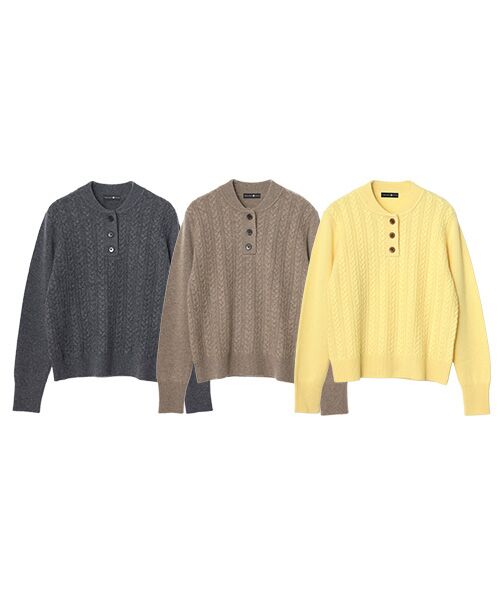 TAKASHIMAYA CASHMERE(レディース、メンズ) / タカシマヤカシミヤ(レディース、メンズ) ニット・セーター | カシミヤ ハーフボタンケーブルセーター【S/M/L】 | 詳細19
