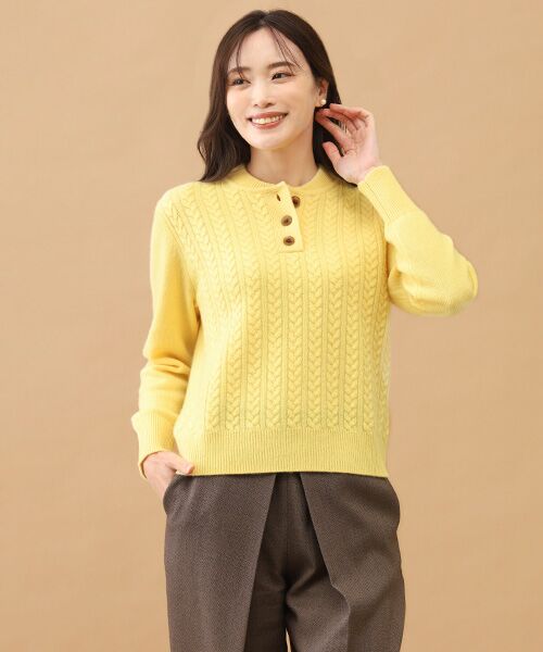 TAKASHIMAYA CASHMERE(レディース、メンズ) / タカシマヤカシミヤ(レディース、メンズ) ニット・セーター | カシミヤ ハーフボタンケーブルセーター【S/M/L】 | 詳細9