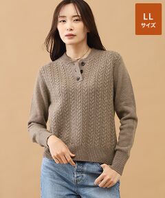 TAKASHIMAYA CASHMERE(レディース、メンズ) / タカシマヤカシミヤ(レディース、メンズ) ニット・セーター | カシミヤ ハーフボタンケーブルセーター【LL】