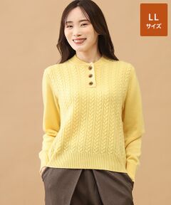 TAKASHIMAYA CASHMERE(レディース、メンズ) / タカシマヤカシミヤ(レディース、メンズ) ニット・セーター | カシミヤ ハーフボタンケーブルセーター【LL】