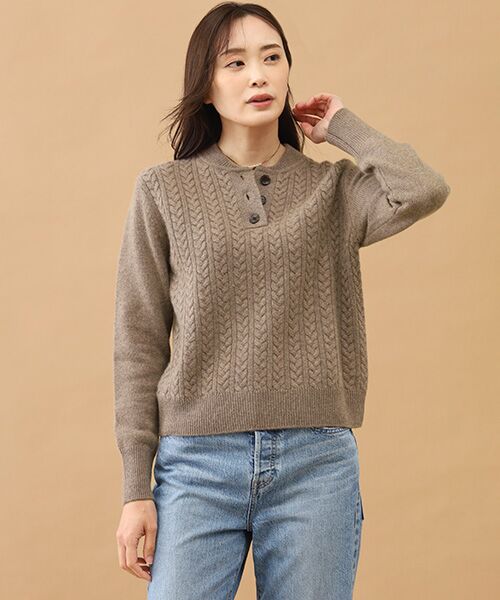 TAKASHIMAYA CASHMERE(レディース、メンズ) / タカシマヤカシミヤ(レディース、メンズ) ニット・セーター | カシミヤ ハーフボタンケーブルセーター【LL】 | 詳細3