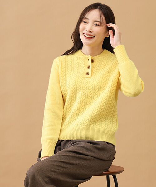 TAKASHIMAYA CASHMERE(レディース、メンズ) / タカシマヤカシミヤ(レディース、メンズ) ニット・セーター | カシミヤ ハーフボタンケーブルセーター【LL】 | 詳細7