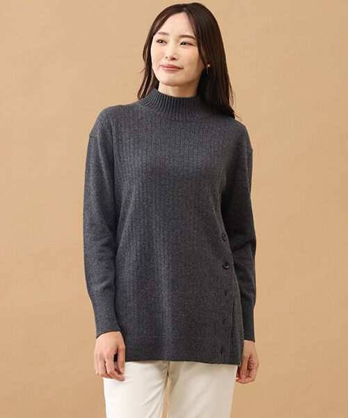TAKASHIMAYA CASHMERE(レディース、メンズ) / タカシマヤカシミヤ(レディース、メンズ) ニット・セーター | カシミヤ ボタンデザインチュニック【S/M/L】 | 詳細1