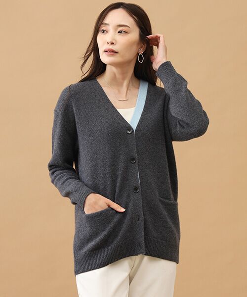 TAKASHIMAYA CASHMERE(レディース、メンズ) / タカシマヤカシミヤ(レディース、メンズ) カーディガン・ボレロ | カシミヤ 配色ロングカーディガン【S-M/M-L】 | 詳細3