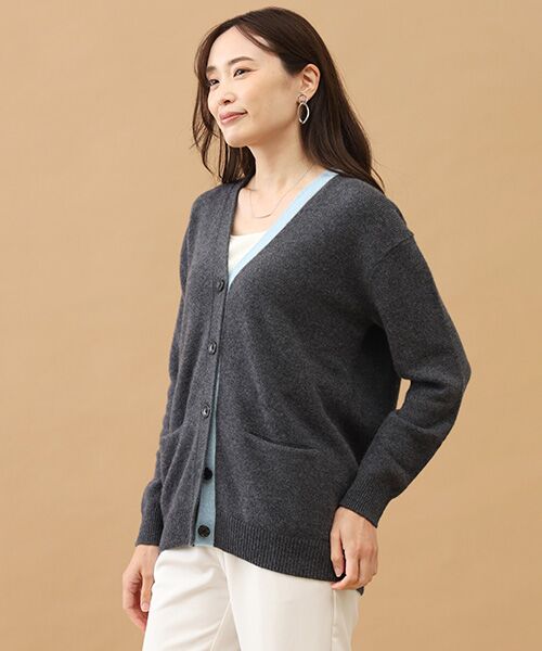 TAKASHIMAYA CASHMERE(レディース、メンズ) / タカシマヤカシミヤ(レディース、メンズ) カーディガン・ボレロ | カシミヤ 配色ロングカーディガン【L-LL】 | 詳細4