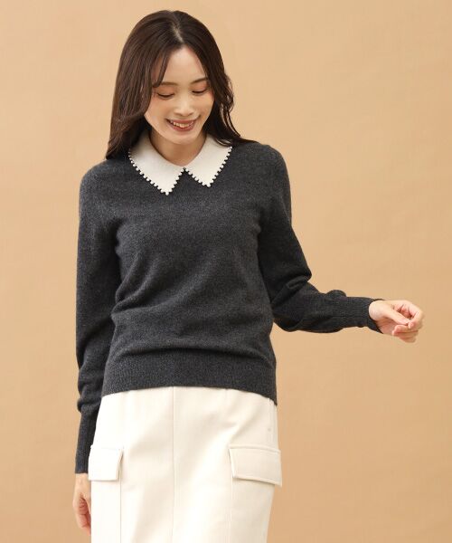 TAKASHIMAYA CASHMERE(レディース、メンズ) / タカシマヤカシミヤ(レディース、メンズ) ニット・セーター | 襟端パール調セーター【S/M/L】 | 詳細1