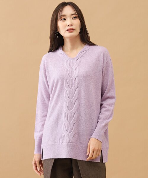 TAKASHIMAYA CASHMERE(レディース、メンズ) / タカシマヤカシミヤ(レディース、メンズ) ニット・セーター | カシミヤ ケーブルVネックチュニック【S/M/L】 | 詳細8