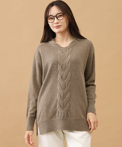 TAKASHIMAYA CASHMERE(レディース、メンズ) / タカシマヤカシミヤ(レディース、メンズ) ニット・セーター | カシミヤ ケーブルVネックチュニック【LL】 | 詳細2