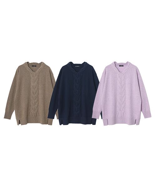 TAKASHIMAYA CASHMERE(レディース、メンズ) / タカシマヤカシミヤ(レディース、メンズ) ニット・セーター | カシミヤ ケーブルVネックチュニック【LL】 | 詳細18