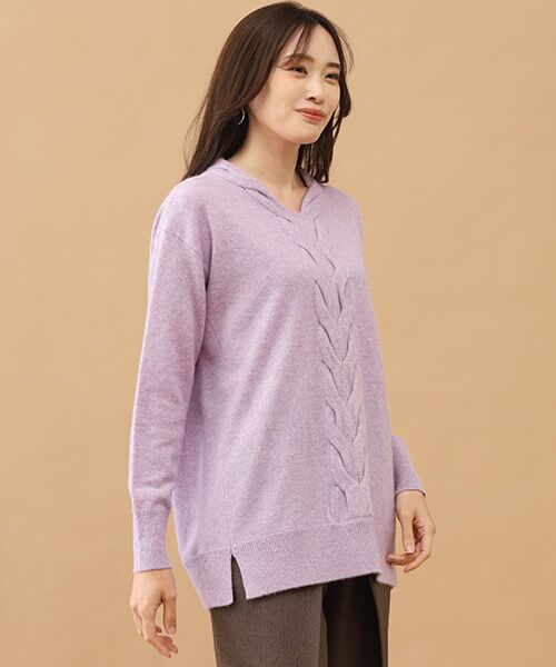 TAKASHIMAYA CASHMERE(レディース、メンズ) / タカシマヤカシミヤ(レディース、メンズ) ニット・セーター | カシミヤ ケーブルVネックチュニック【LL】 | 詳細7